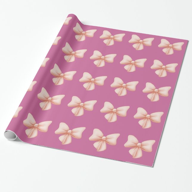 Pink Bows Wrapping Paper (Unrolled)