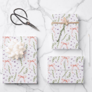 Pink Bows Wrapping Paper, Birthday Shower Gift Paper Sheets