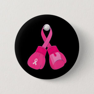 Pink Boxing Gloves Breast Cancer Awareness Cute Button