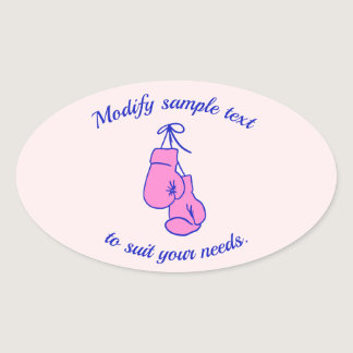 Pink Boxing Gloves  Card T-Shirt Oval Sticker