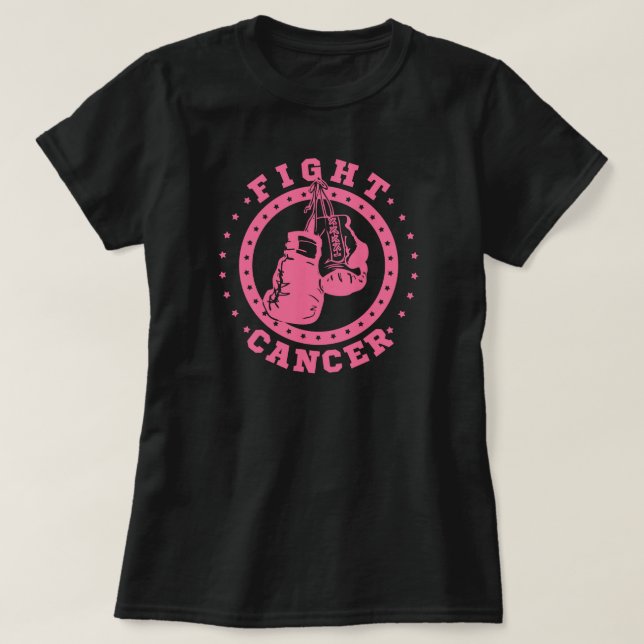 Pink Boxing Gloves Fight Cancer T-Shirt (Design Front)