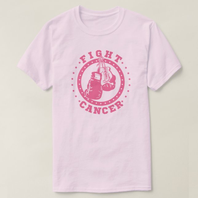 Pink Boxing Gloves Fight Cancer T-Shirt (Design Front)