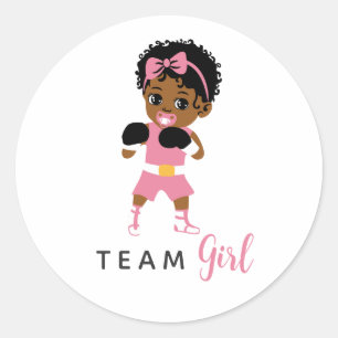Pink Boxing Team Girl Sticker for Gender Reveal