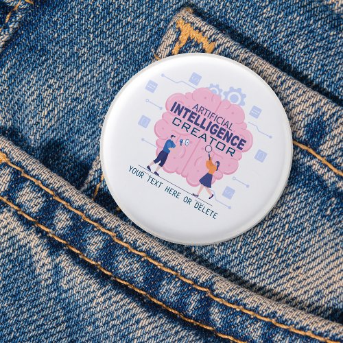 Pink brain illustration Artificial Intelligence  Button