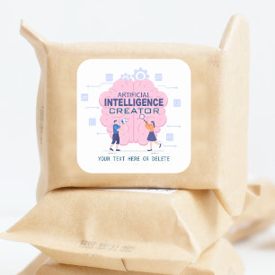 Pink brain illustration Artificial Intelligence Square Sticker
