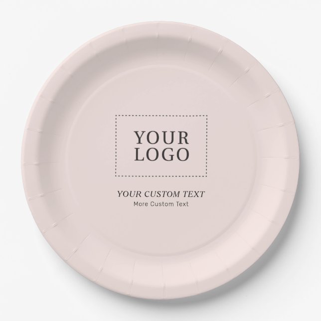 Pink Branded Custom Business Logo Promotional Paper Plates (Front)