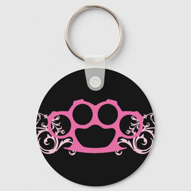 Pink Brass Knuckles Keychain (Front)