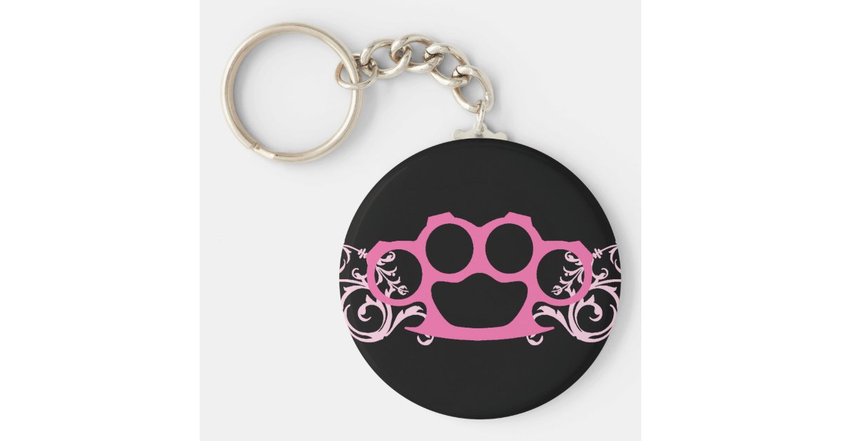Pink Brass Knuckles Keychain