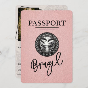 Pink Brazil Passport Save The Date