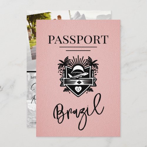 Pink Brazil Passport Save the Date