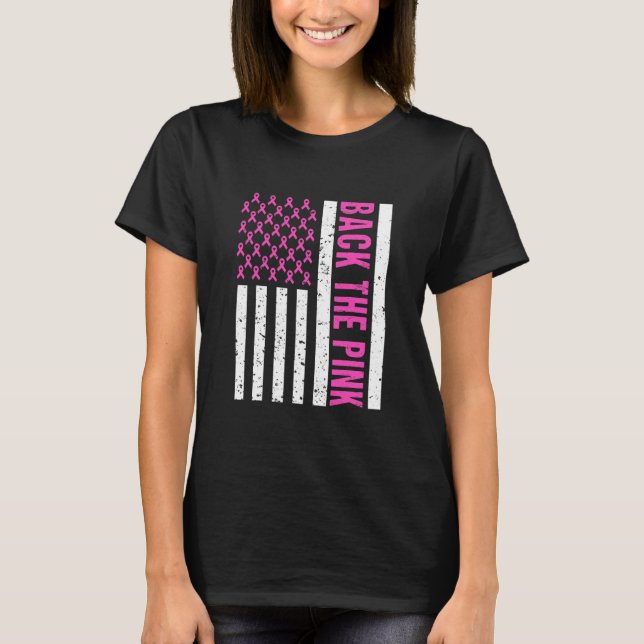 Pink Breast Cancer Awareness Flag T-Shirt (Front)