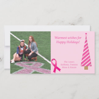 Pink Breast Cancer Awareness Photo Christmas Card
