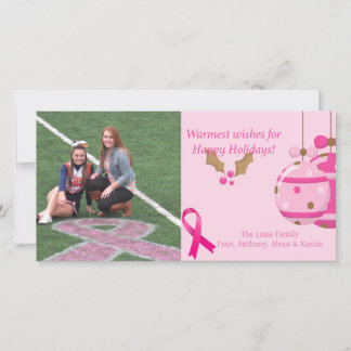 Pink Breast Cancer Awareness Photo Christmas Card