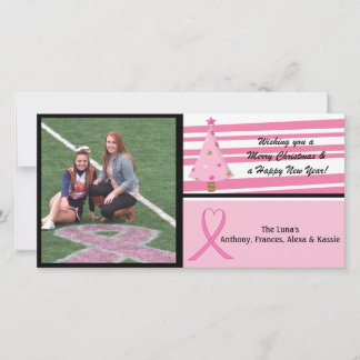 Pink Breast Cancer Awareness Photo Christmas Card