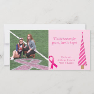 Pink Breast Cancer Awareness Photo Christmas Card