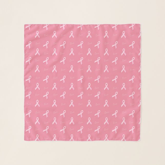 Pink Breast Cancer Awareness Pink Ribbon Pattern Scarf (Front)