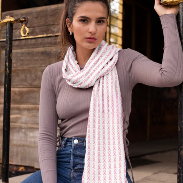 Pink Breast Cancer Awareness Pink Ribbon Pattern Scarf (Breast cancer Pink ribbon pattern scarf)