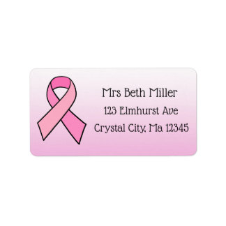 Pink Breast Cancer Awareness Return Mailing Label