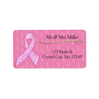 Pink Breast Cancer Awareness Return Mailing Label