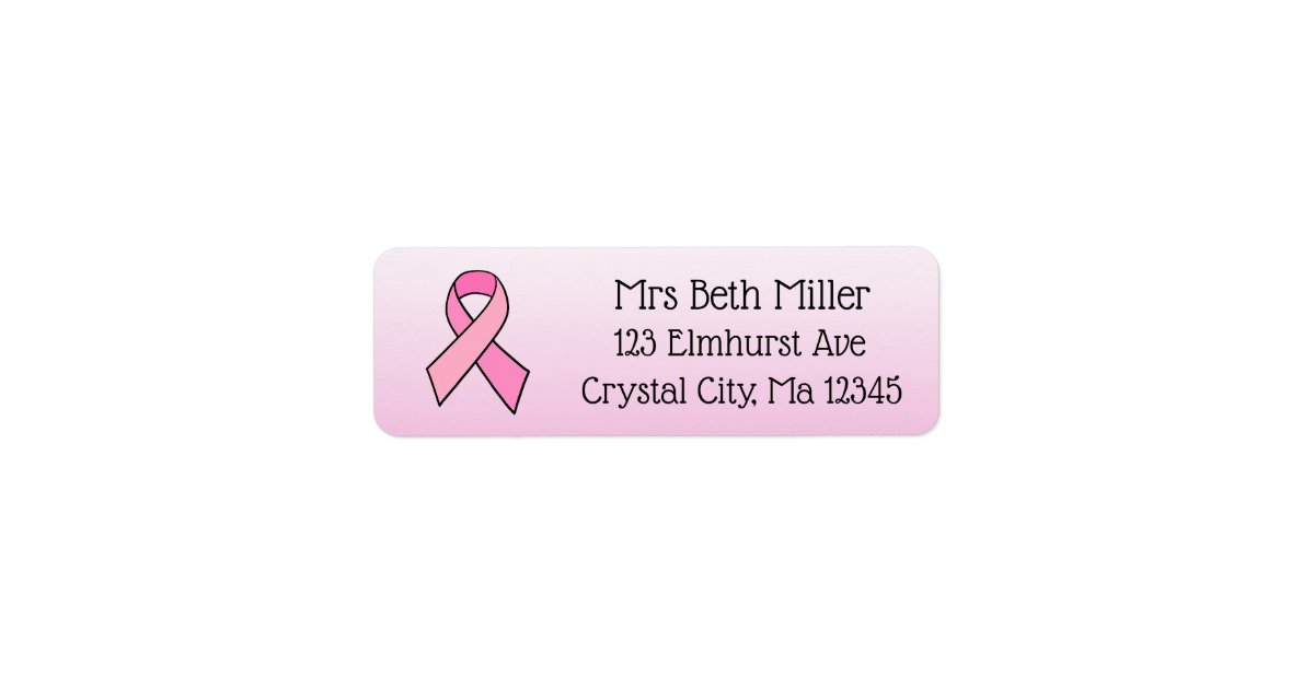 Pink Breast Cancer Awareness Return Mailing Label | Zazzle.com