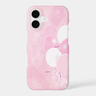 Pink Breast Cancer Awareness Ribbon and Balloons iPhone 17 Case