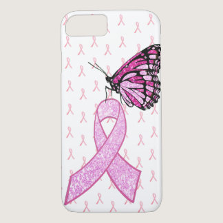 Pink Breast Cancer Awareness Ribbon Butterfly Case