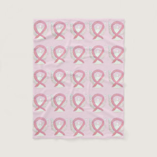 Pink Breast Cancer Awareness Ribbon Fleece Blanket