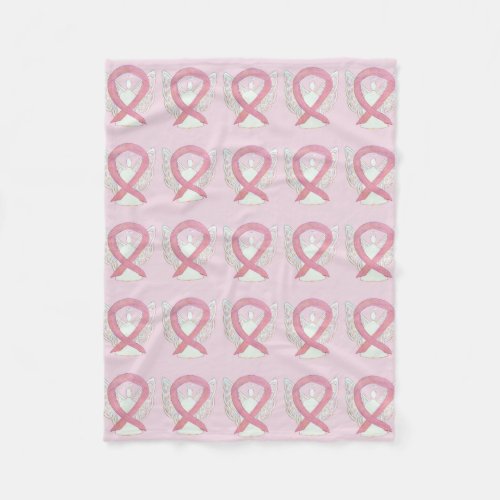 Pink Breast Cancer Awareness Ribbon Fleece Blanket