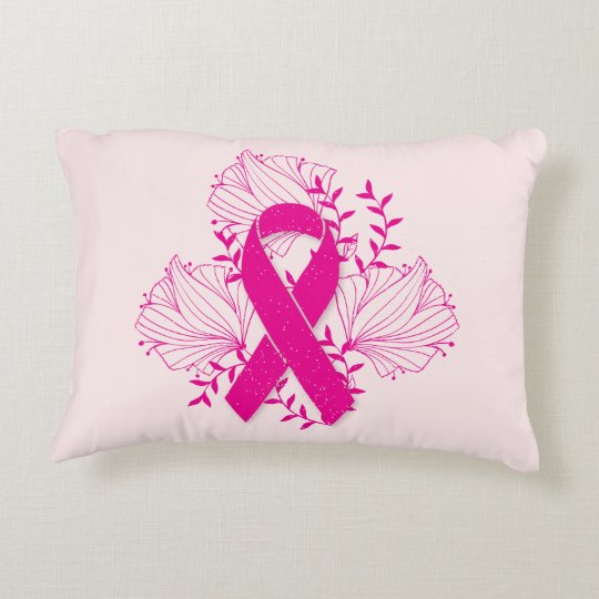Pink Breast Cancer Awareness Ribbon Flower Outline Decorative