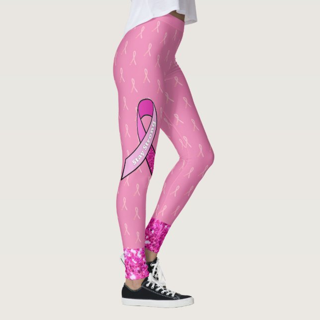 Pink Breast Cancer Awareness Ribbon Leggings (Right)