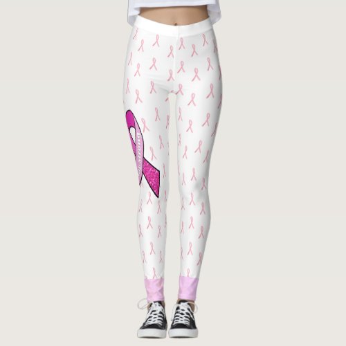 Pink Breast Cancer Awareness Ribbon Leggings