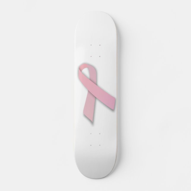 Pink Breast Cancer Awareness Ribbon Skateboard Deck (Front)