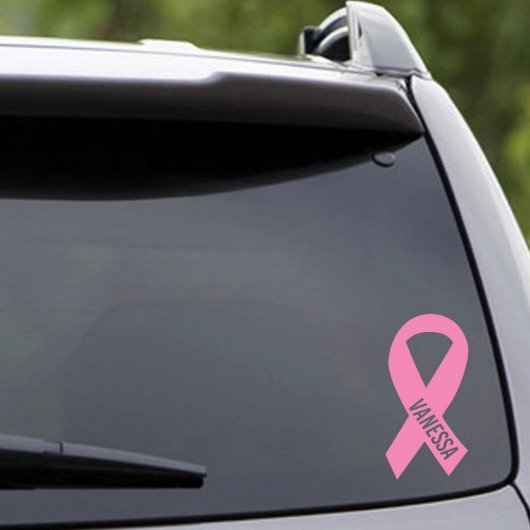 Pink Breast Cancer Awareness Ribbon Window Decal (Front)