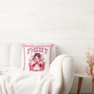 Pink Breast Cancer Awareness Throw Pillow