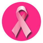 PINK BREAST CANCER RIBBON CLASSIC ROUND STICKER