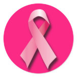 PINK BREAST CANCER RIBBON CLASSIC ROUND STICKER