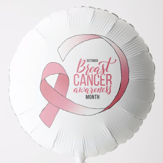 Pink Breast Cancer Ribbon Drawing BCA Month Balloon (Front)