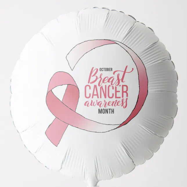Pink Breast Cancer Ribbon Drawing BCA Month Balloon | Zazzle