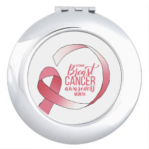 Pink Breast Cancer Ribbon Drawing BCA Month Compact Mirror