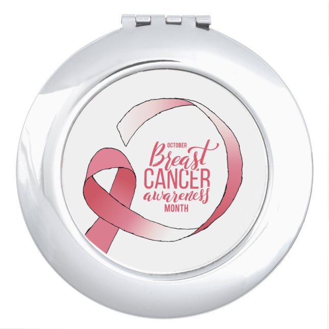 Pink Breast Cancer Ribbon Drawing BCA Month Compact Mirror (Front)