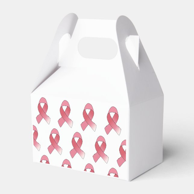 Pink Breast Cancer Ribbon Drawing BCA Month Favor Boxes (Front Side)