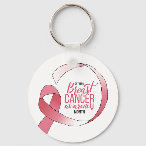 Pink Breast Cancer Ribbon Drawing BCA Month Keychain