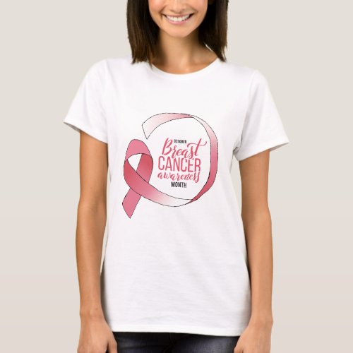 Pink Breast Cancer Ribbon Drawing BCA Month T_Shirt