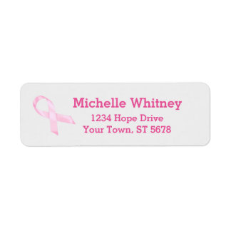 Pink Breast Cancer Ribbon Label
