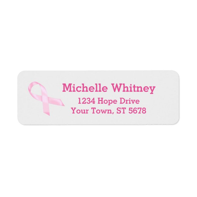 Pink Breast Cancer Ribbon Label (Front)