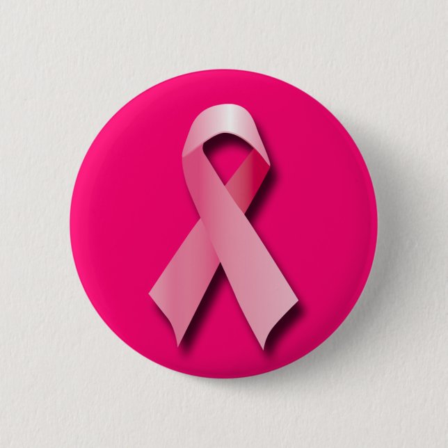 PINK BREAST CANCER RIBBON PINBACK BUTTON (Front)