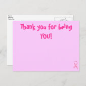 Pink Breast Cancer Ribbon Thank You Postcard | Zazzle