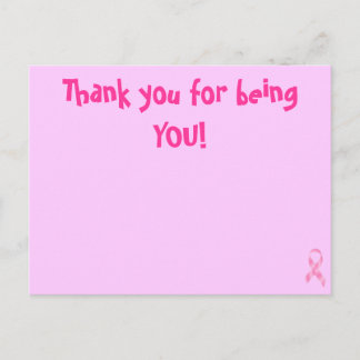 Pink Breast Cancer Ribbon Thank You Postcard