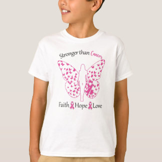 Pink Breast Cancer, Stronger Than Cancer Butterfly T-Shirt