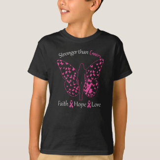 Pink Breast Cancer, Stronger Than Cancer Butterfly T-Shirt